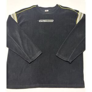 VTG Disney Store Tigger Fleece Sweatshirt Fuzzy Black Yellow Embroidered XL 90s